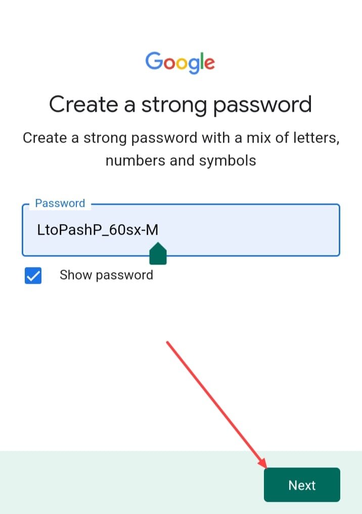 Google password